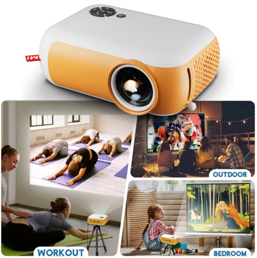 Mini proiector portabil, Zola®, rezolutie max. 1920x1080, LED, 13.5x9.7x5 cm, portocaliu-alb Mini proiector portabil, Zola®, rezolutie max. 1920x1080, LED, 13.5x9.7x5 cm, portocaliu-alb